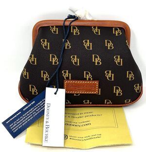 Dooney & Bourke Gretta Large Frame Purse Wallet Kiss Lock BROWN TMORO NWT Logo